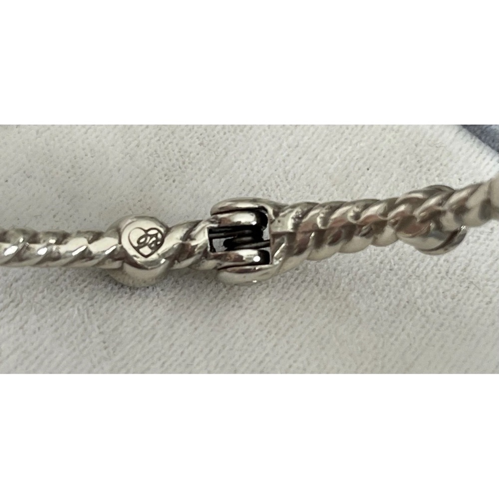 Brighton MONTE CARLO Silver Rope Hinged Blue Crystal Faux Pearl Bangle Bracelet - Picture 6 of 12